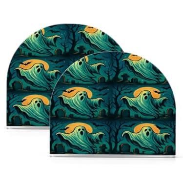 Imagem de Wassud Porta-guardanapos de acrílico para cemitério assustador, dispensador de guardanapos de papel moderno em forma de U para mesa, cozinha, sala de jantar, bancada 2 peças (comporta 50-60