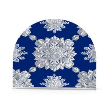 Imagem de Qilmy Lindo suporte de guardanapo de flocos de neve de Natal para mesas, porta-guardanapos de papel de placa acrílica elegante, dispensador de papel de seda independente moderno para sala de jantar