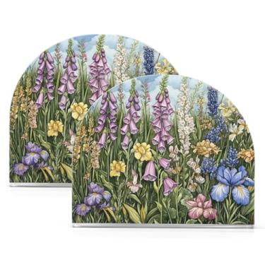 Imagem de Wassud Porta-guardanapos de acrílico com flores perfumadas, dispensador de guardanapos de papel moderno em forma de U para mesa, cozinha, sala de jantar, bancada 2 peças (comporta 50-60 guardanapos)