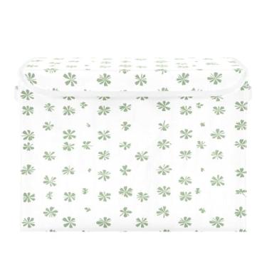 Imagem de Wassud Cestas de armazenamento com tampas, trevo do dia de São Patrício, caixotes dobráveis empilháveis de tecido, cestos de linho, decorações, organizador de armário, recipiente 42 x 32 x 30 cm