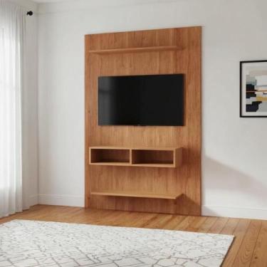 Imagem de Painel Moderno para TV Até 50" com Nicho e Prateleiras - Repleta, Mel