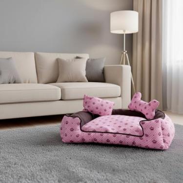 Imagem de Cama Pet Quadrada Gigante Ônix Impermeável – Máximo Conforto para Cães Grandes (Realeza Rosa)