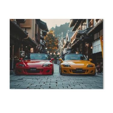 Imagem de HouLaiZhe Jdm Carro Vermelho S2000 Vs Amarelo S2000 Posters Tela Estética Decoração de Sala de Parede Impressões Galeria Sala Decoração de Parede para Quarto Sala de Estar Escritório 18 x 24 polegadas
