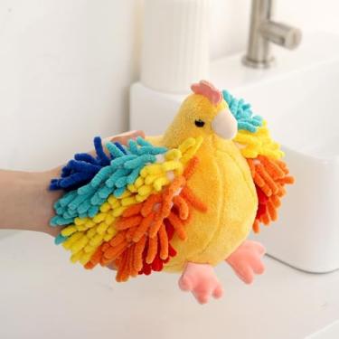 Imagem de Toalhas de mão de chenille, coisas de frango macias fofas e felpudas toalhas de mão penduradas, bola de toalha de mão de chenille macia de absorção de água forte para banheiro e cozinha (amarelo)
