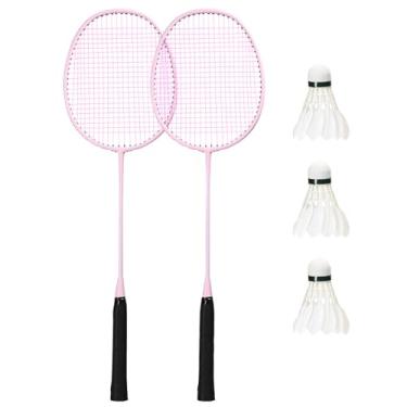 Imagem de Conjunto de Raquete Badminton e Shuttlecock para Treinamento Equipamento Educação Física Exercícios Esportivos Kit Liga Ferro Melhorar o Desempenho na Quadra Construção Leve Resistente Batidas Rápidas
