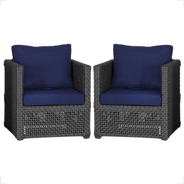 Imagem de 2 Poltronas Madri Alumínio Corda Náutica Estofado 10 Trama Preto