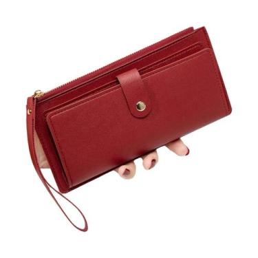 Imagem de Carteira Feminina Ultra Fina Mini Em Couro PU, Bolsa Longa Para Cartõe