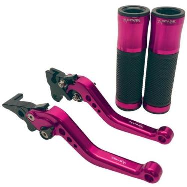 Imagem de Kit Manopla Luva Manete Esportivo Stark Honda Cb 300r, Pink