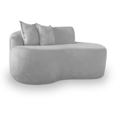 Imagem de Sofá Curvado Feijão Moderno Sala 2 Lugares Bouclé Cinza