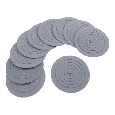 Imagem de AUNMAS 10 Pçs Rolha de Banheira, Grande Silicone Banheira Dreno Plug Rolha de Cabelo Capa para Utensílios de Cozinha Lavanderia Acessórios do Banheiro (cinza)