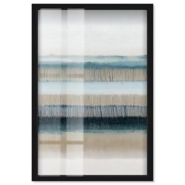 Imagem de Tapeçaria da Costa I Shadowbox Print Blue Wall Decor por Art Remedy, moldura preta, 28 x 40 cm