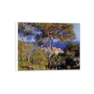 Imagem de BMZFYBS Claude Monet Famosa impressão em tela de parede pronta para pendurar - Bordighera-quadro branco para decoração de sala de estar 70 x 90 cm 27 x 35 pol