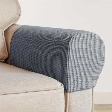 Imagem de CYTJHMD Conjunto de 2 capas de apoio de braço, capas de poltrona elásticas para sofá, capas protetoras de móveis, capas de poliéster macio para poltrona reclinável de sofá, G