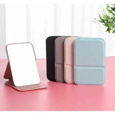 Imagem de Espelho de Maquiagem Dobrável Portátil - Compacto e Prático com Espelho HD e Design Elegante em Cores Variadas(4PCS)