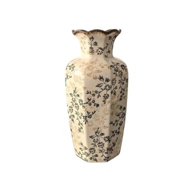 Imagem de Vaso de flores Vaso alto de cerâmica para flores e arranjos mesa com capim-dos-pampas