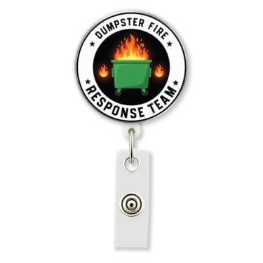 Imagem de HOSALA Carretel de crachá da equipe Dumpster Fire Response com clipe jacaré, meme de lixo engraçado, suporte de crachá de identificação ABS para sala de aula, acessórios de meme, presente para família