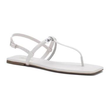 Imagem de Sandália Off White Sua Cia Rasteira Dedo Flat Detalhe Strass Feminina-Feminino