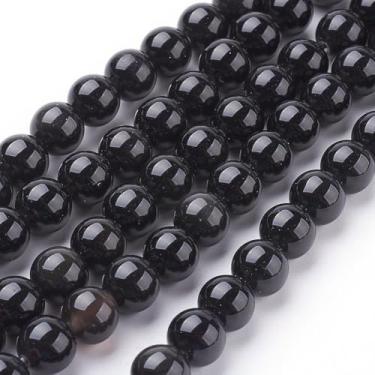 Imagem de 46~48 peças/fio contas de obsidiana natural 8 mm contas espaçadoras de pedras preciosas redondas para pulseira faça você mesmo, colar, brincos, chaveiro