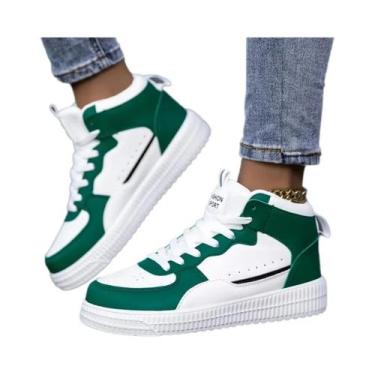 Imagem de Tênis Brancos Femininos Leves Com Solado Grosso Antiderrapante Unissex