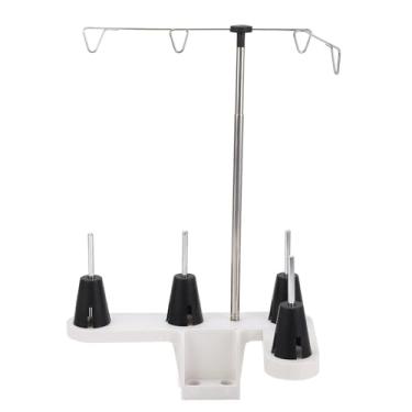 Imagem de Suporte de linha com 4 carretéis, suporte de linha de cone ajustável, acessórios de máquina de costura doméstica de plástico e aço inoxidável, suporte de carretel multiuso para bordado acolchoado Serg