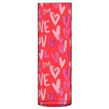 Imagem de CEBUGI Vaso de flores com estampa de corações 10 x 30 cm, vaso cilíndrico para flores, vaso transparente inquebrável para festa de casamento, decoração de casa