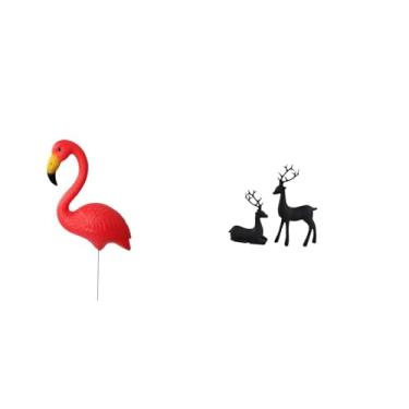Imagem de Whtkoph Enfeite de Jardim de Fadas com Flamingos E Renas de Resina, Escultura para Decoração de Natal Na Primavera, Sala de Estar, Escritório,