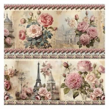 Imagem de Tecido Tricoline Digital Barrado Primavera em Paris 100% Algodão