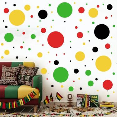 Imagem de Zonon 264 peças de decalques de parede de bolinhas para decoração do mês da história negra adesivo de parede circular de vinil removível para juneteenth Kwanzaa sala de aula decoração de escritório em