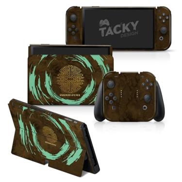 Imagem de TACKY DESIGN Película de runas antigas compatível com decalque Nintendo Switch, adesivos Emerald Swirl Vinyl 3M Moon capa completa (Switch OLED (2021))