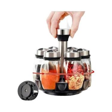 Imagem de Conjunto De Frascos De Vidro Para Temperos Com Suporte Para Sal, Pimen