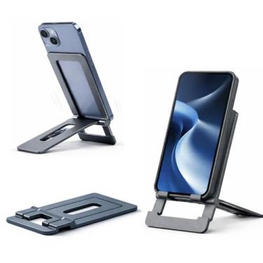 Imagem de Mizi Suporte de telefone de alumínio para mesa, suporte de celular ajustável dobrável, acessório portátil de viagem e escritório compatível com iPhone 17 16 15 14 13 Pro Max, Samsung S25 S24 S23 Ultra