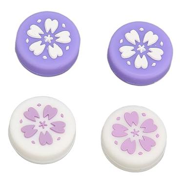 Imagem de Naroote Tampas de Aperto do Polegar Anti Deslizamento Joystick Polegar Vara Capas para Lite, Acessório Bonito do Controlador para Interruptor, 4 Pces (Roxo)