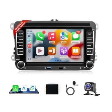 Imagem de Leadfan Unidade de rádio veicular Volkswagen Jetta Tiguan Passat Beetle com carplay sem fio Android Auto, tela sensível ao toque de 17.8 cm para Jetta com Bluetooth GPS WiFi FM câmera traseira SWC, 2