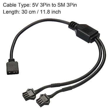 Imagem de Generic Divisor ARGB, conector adaptador de cabo de extensão fêmea de 5V 3 pinos para SM 3 pinos, endereçável para PC, ventoinha, energia, computador, chassi, placa-mãe, estilo 1 a 2