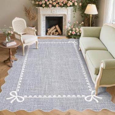 Imagem de GarveeHome Tapete de laço recortado para sala de estar, tapete cinza sólido para dormitório, tapetes laváveis, 20 x 25 cm, tapetes recortados macios e antiderrapantes para quarto de faculdade, quarto