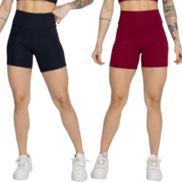 Imagem de KIT 2 Short Smart Verão Serra e Mar Shortinho Para Treino Academia Moda Fitness-Feminino