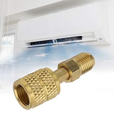 Imagem de GLOGLOW Adaptador de Latão R410 para Tubo de Mangueira para Sistemas HVAC Mini Split, 1/4 Macho para 5/16 Fêmea, Dourado, Conector de Mangueira de Carregamento de Qualidade Premium para Sistemas