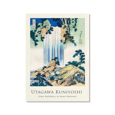 Imagem de Galeria japonesa impressões de arte de parede vintage onda Ukiyo-e pôster Katsushika Hokusai Kanagawa pintura em tela sala de estar decoração de casa (SKU4,40.6x50.8 cm = (40x50cm), sem moldura)