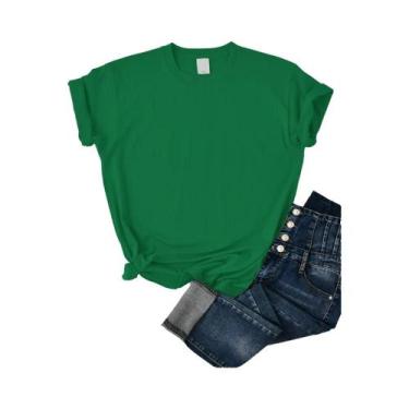 Imagem de Camisetas Femininas De Verão Em Cores Sólidas, Soltas, Com Decote Redo