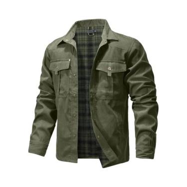 Imagem de Camisa De Flanela Masculina Para Primavera, Casaco Casual Com Botões D