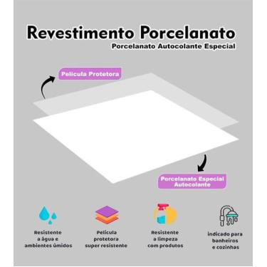 Imagem de Piso Porcelanato Painel Placa Adesivo Lavável Para Chão e Revestimento