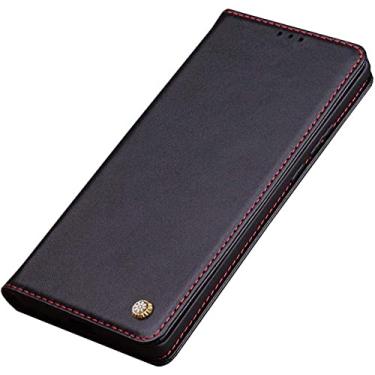 Imagem de FULNES Coldre de capa de telefone flip luxuoso, capa fólio de couro genuíno à prova de choque para Apple iPhone 14 Plus 2022 [Proteção de tela e câmera] (Cor: E)