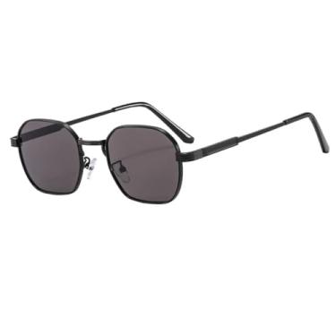 Imagem de HPIRME Óculos retrô femininos com lentes degradê, armação de metal, multicoloridos, estilo punk, proteção UV400 (preto-preto)