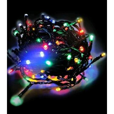 Imagem de Luz de Natal Cordão 300 Lâmpadas LED Colorido Fio Verde EXTERNO Bivolt