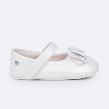 Imagem de Sapato Bebê Pampili Nina Laço com Strass e Tiara Branco-Feminino