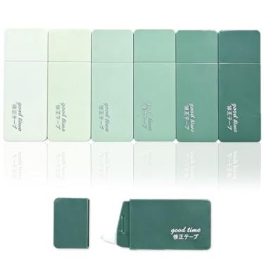 Imagem de LOPURO Fita de correção branca, 6 peças de fita corretiva branca fofa, fitas corretivas de cor pastel, fácil de usar, aplicador instantâneo para escola, escritório, casa, suprimentos estéticos (verde)
