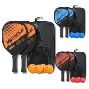 Imagem de Kit Pickleball 2 Raquetes Madeira Com 4 Bolas + Bolsa (Azul)