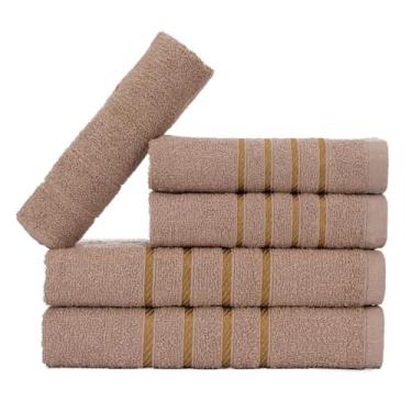 Imagem de Jogo de Toalhas 5 Peças Algodão – 2 Banho, 2 Rosto, 1 Tapete Antiderrapante para Banheiro, Conforto e Absorção (Marrom)