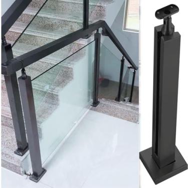 Imagem de Poste de corrimão de aço inoxidável preto - braçadeira de grau 304 para balaustrada, cerca de piscina, varanda de jardim - suportes de montagem de canto para maior estabilidade e segurança