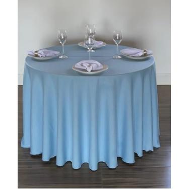Imagem de Kit 10 Toalha de Mesa Redonda Tecido Oxford 260 x 260 cm Para Festa Buffet e Jantar (Azul Bebe)